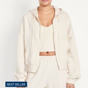 Old Navy Women's Beige Cream Zip-Up Hoodie